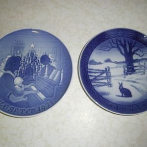 2 1971 Christmas Plates Royal Copenhagen & Bing